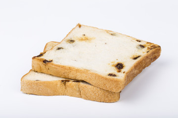 Two pieces of bread on the white background