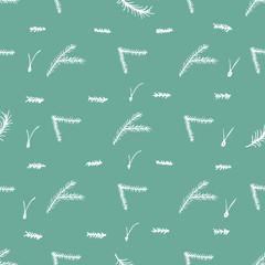 Fototapeta premium Seamless pattern with hand drawn pine fir branches