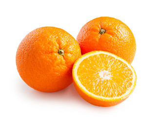 Oranges isolated on white background