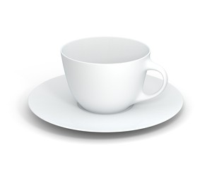 Isolated classic cup on white background. 3D Illustration.