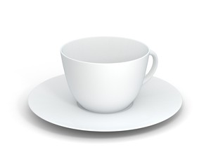 Isolated classic cup on white background. 3D Illustration.