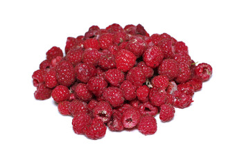 Many berries of bright red raspberry isolated