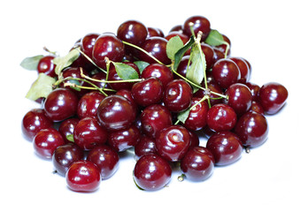 Red ripe cherry berries isolated