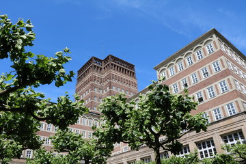 Fototapeta na wymiar Wilhelm-Marx-Haus Office and business building in Düsseldorf city center, Germany