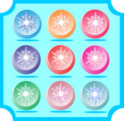 Lovely snowflakes. Set of icons for design and decoration in blu