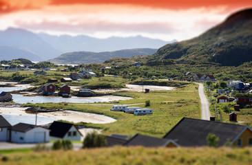 Fototapeta premium Norway northern camping landscape background