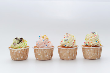 Mini cupcakes on white background