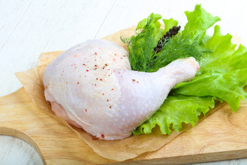 Raw chicken leg