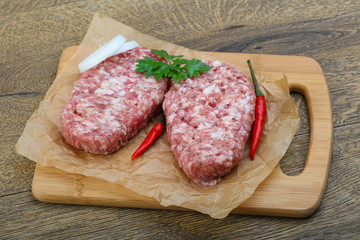 Raw burget cutlet