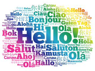 Fototapeta premium Hello word cloud in different languages of the world, background concept