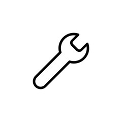 thin line settings wrench icon on white background