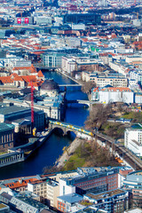 BERLIN, GERMANY - MARCH 22, 2015: Aerial bird eye view of the ci