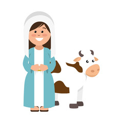 mary vigin manger character vector illustration design