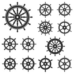 Ship Helm Steering Wheel Vector Symbol Collection