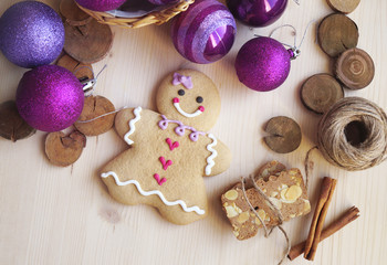 Christmas Holiday cookies Background with Gingerbread cookies