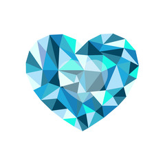 blue polygonal heart. a symbol of Valentine's Day - Stock Vector