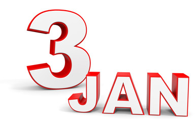 January 3. 3d text on white background.