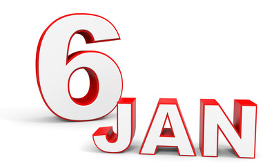 January 6. 3d text on white background.
