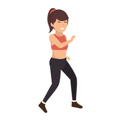 woman exercising in gym vector illustration design