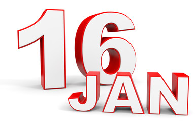 January 16. 3d text on white background.