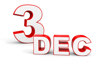 December 3. 3d text on white background.