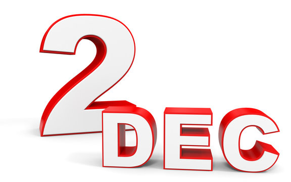 December 2. 3d Text On White Background.