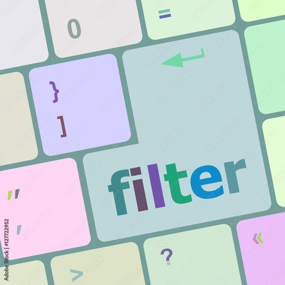 Poster filter button on computer pc keyboard key