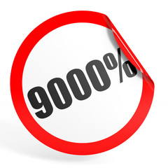 Discount 9000 percent off. 3D illustration.