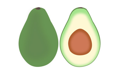 Avocado Illustration, halbe Avocado, ganze Avocado 