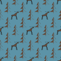 Moose wood ethnic ornament seamless pattern. 