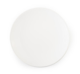 White plate isolated on background with clipping path. Top view.