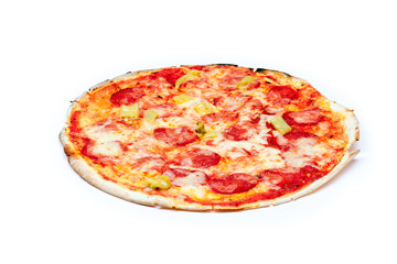 Pizza in box isolated