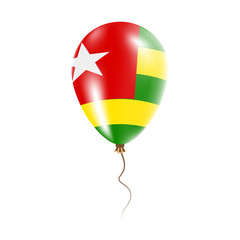 Togo balloon with flag. Bright Air Ballon in the Country National Colors. Country Flag Rubber Balloon. Vector Illustration.