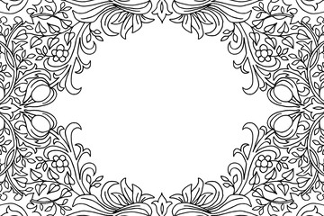 Hand drawn floral greeting card frame, Victorian flower pattern
