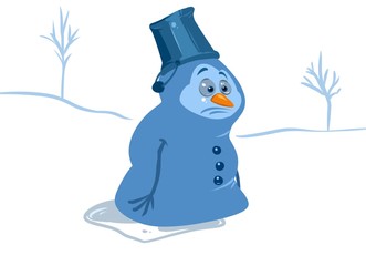 Snowman melted cartoon illustration isolated image character
