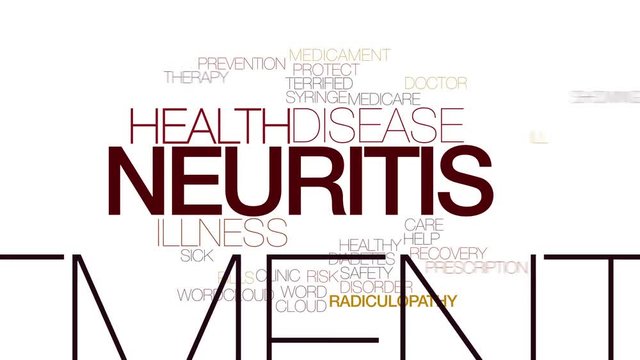 Neuritis animated word cloud. Kinetic typography.