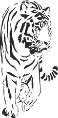 Naklejka premium tiger black white clipart logo sketch wild indian asian