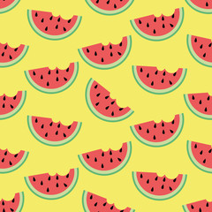 Watermelon in summer, Seamless colorful pattern with abstract slices of watermelon, vector illustration