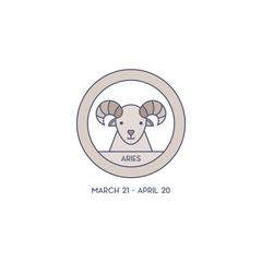 Aries Horoscope Cute Illustration of Zodiac Signs in Cartoon Style Vector Illustration