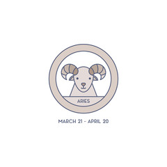 Aries Horoscope Cute Illustration of Zodiac Signs in Cartoon Style Vector Illustration