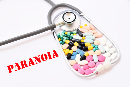 Drugs for paranoia treatment, medical concept
