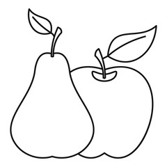 Apple and pear icon. Outline illustration of apple and pear vector icon for web design