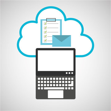 pc cloud email checklist digital web vector illustration eps 10