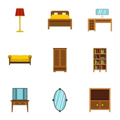 Home furnishings icons set. Flat illustration of 9 home furnishings vector icons for web