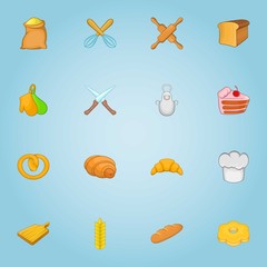 Patisserie icons set. Cartoon illustration of 16 patisserie vector icons for web