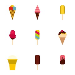 Frozen sweets icons set. Flat illustration of 9 frozen sweets vector icons for web