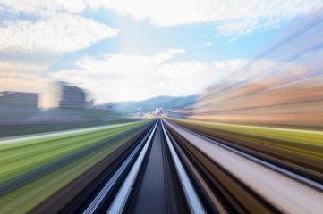 Obraz premium Speed motion in urban highway road tunnel