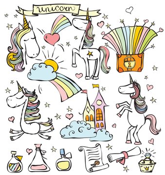 Fototapeta Magic unicorn set