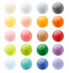 Collection set of glossy colorful button element, glass sphere t