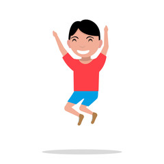 Fototapeta na wymiar Vector illustration cartoon boy jumping happiness